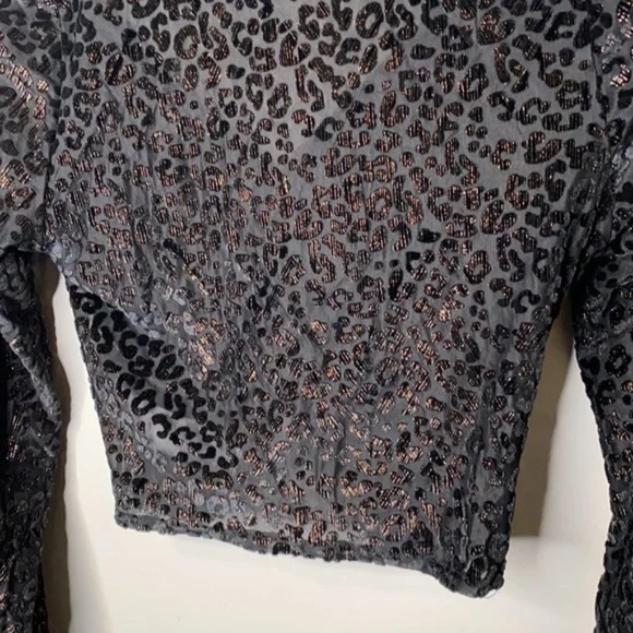 Zara Trafaluc Metallic Leopard Print Long Sleeve Crop Top - Picture 12 of 12